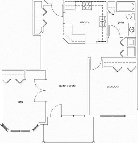 CL1B1001 1 Bed 1 Bath + Den Unit I